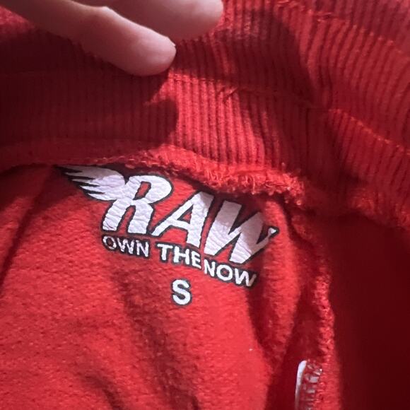 Raw Own The Now Men’s “REAL” Red Knit Sweat Shorts Size Small Drawstring - Picture 4 of 4